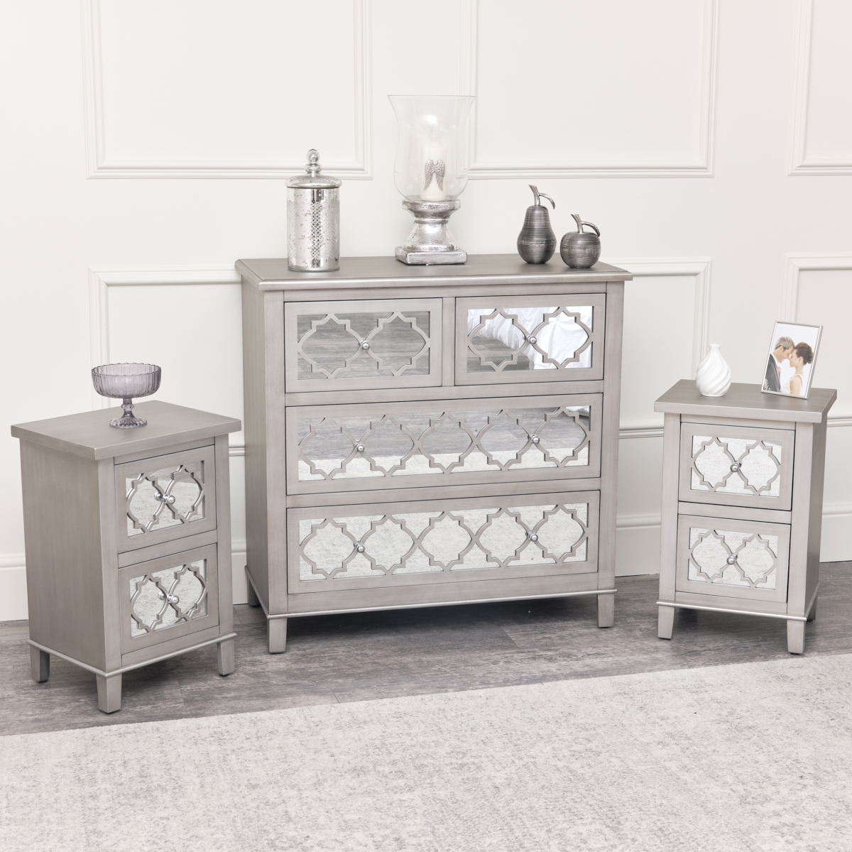 Silver grey deals bedside tables